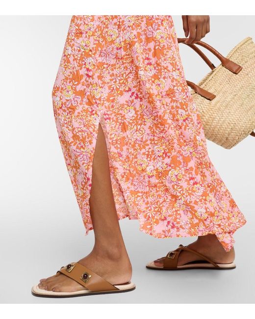 Poupette Orange Ilona Floral Midi Dress