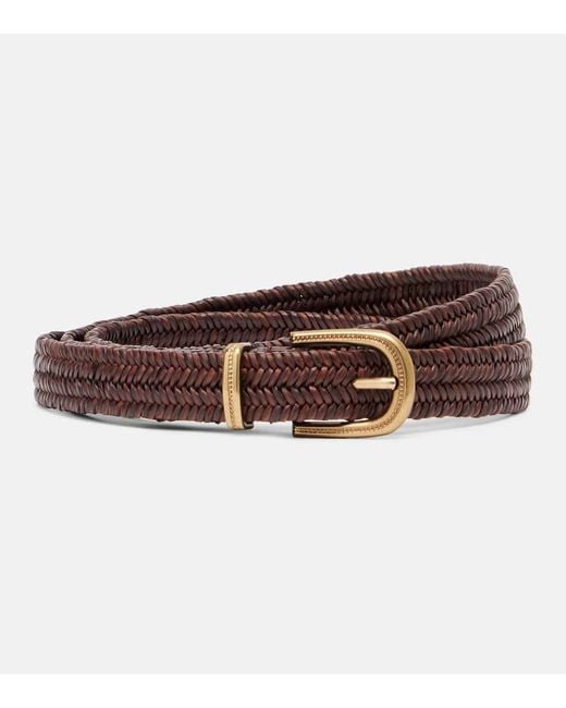 Cinturon De Piel Tejida Brunello Cucinelli de color Brown