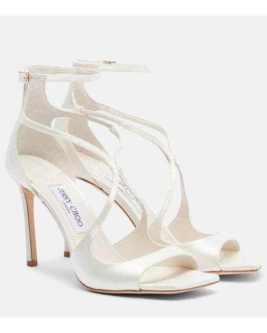 Jimmy Choo White Sandalen Azia 95 Aus Satin