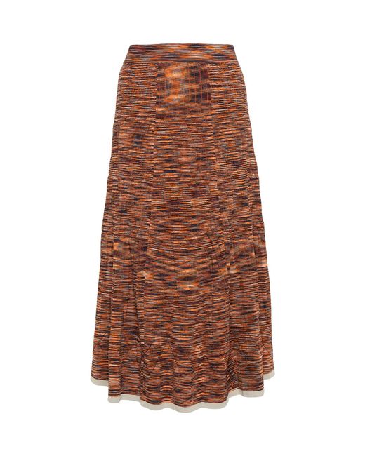 Jonathan Simkhai Synthetic Space-dyed Pleated Knit Midi Skirt in Brown ...