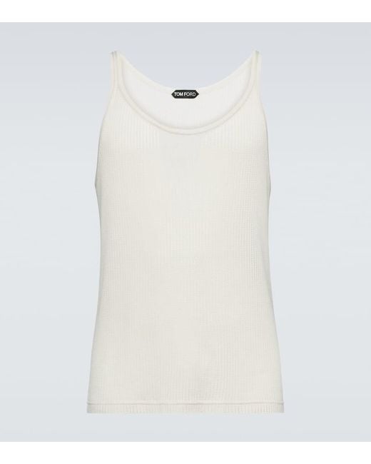 Tom Ford White Pointelle Silk Tank Top for men