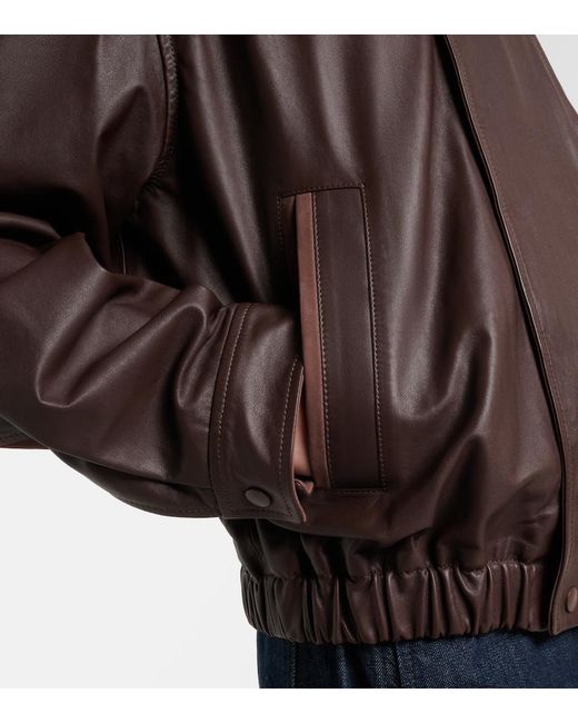 Lemaire Brown Leather Blouson Jacket
