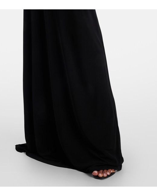 Christopher Esber Black Arced Palm Beaded Jersey Maxi Dress