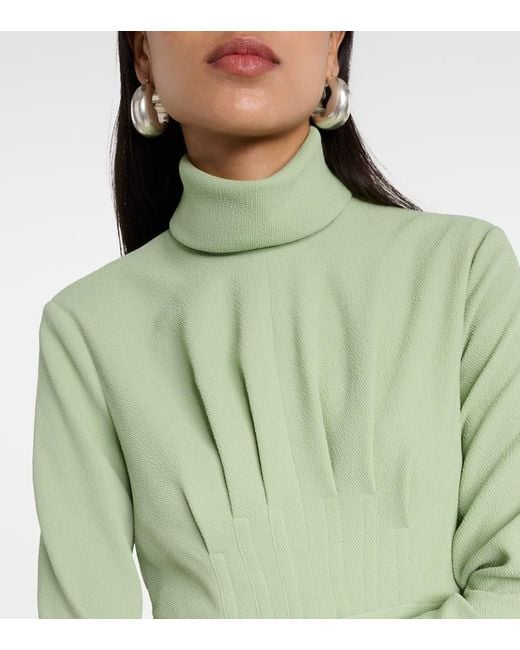 Emilia Wickstead Green Oakley Pleated Crepe Midi Dress