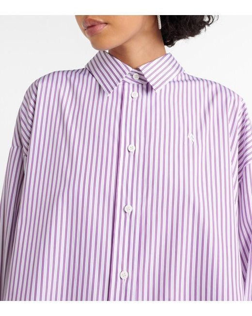 The Attico Purple Diana Asymmetric Striped Cotton Shirt