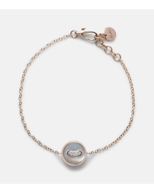 Bracelet Pom Pom Dot En Rhodium Plaque Or Rose 18, Nacre Et Diamants Pomellato en coloris Metallic