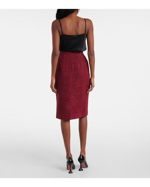 Falda Tubo De Tweed Con Lentejuelas Alessandra Rich de color Red