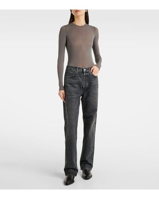 Agolde Gray High-Rise Straight Jeans Kelly