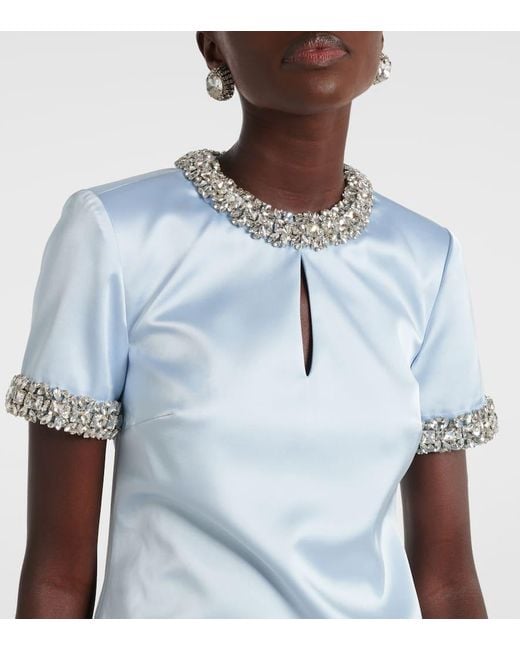 Self-Portrait Blue Verziertes Minikleid Aus Satin
