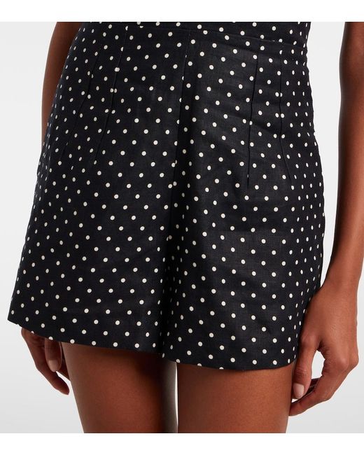 Faithfull The Brand Black Sofia Polka-Dot Halterneck Linen Romper