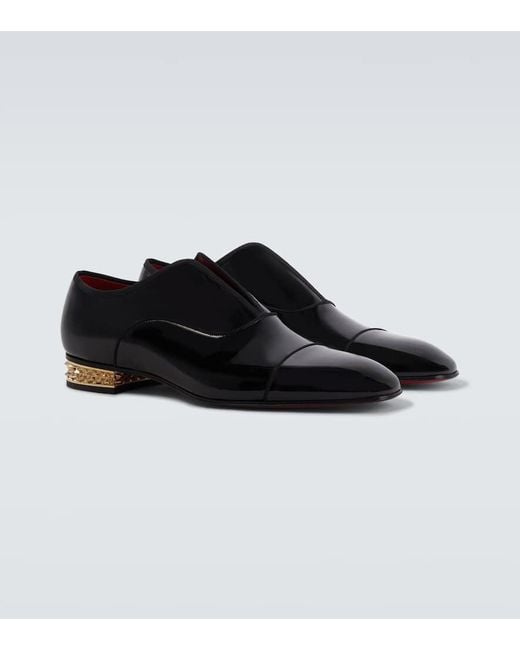 Christian Louboutin Black Alphamale Rocks Patent Leather Derby Shoes for men
