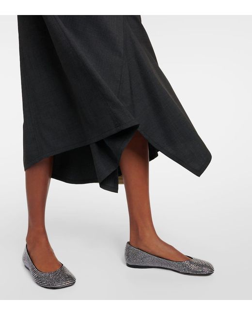 Falda midi de lana asimetrica Loewe de color Black