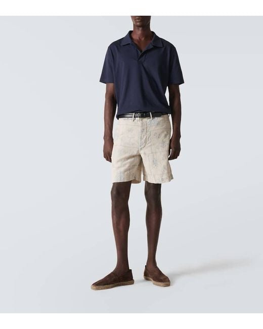 Shorts de lino estampados RRL de hombre de color Natural