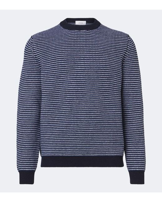Lardini Blue Striped Wool And Cashmere Sweater for men