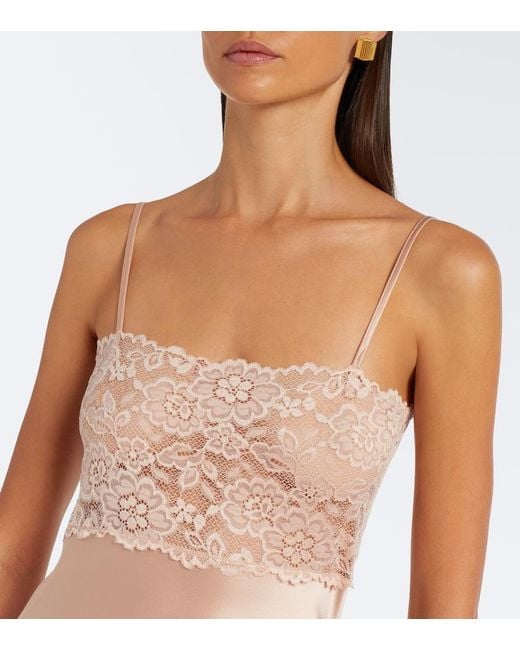 AYA MUSE White Myra Lace And Satin Gown