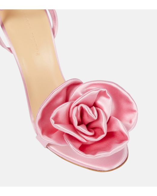 Sandales en satin et cuir a fleurs Magda Butrym en coloris Pink