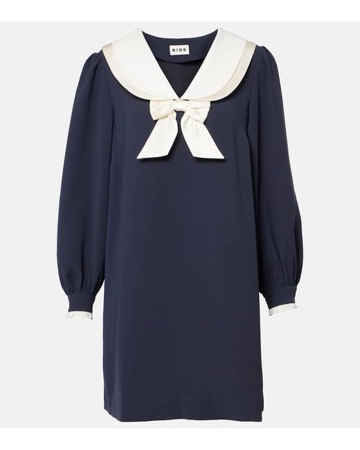 Rixo Blue Halina Bow-Detail Minidress