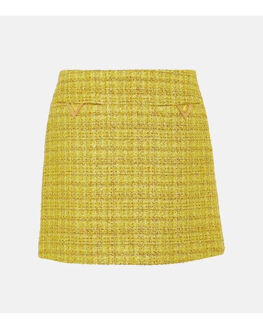 Valentino Yellow Vgold Tweed Miniskirt