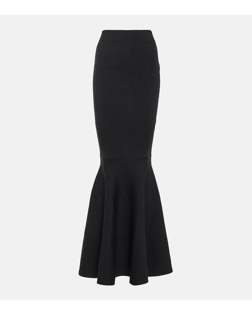 Nina Ricci Black High-Rise Wool-Blend Maxi Skirt