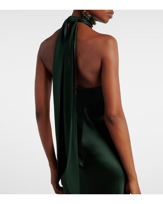 Ralph Lauren Green Chilton Halterneck Open-Back Satin Gown