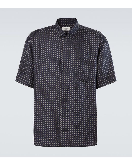 Saint Laurent Blue Printed Silk Shirt for men
