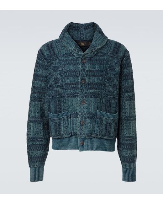 RRL Cardigan Aus Baumwoll-Jacquard in Blue für Herren