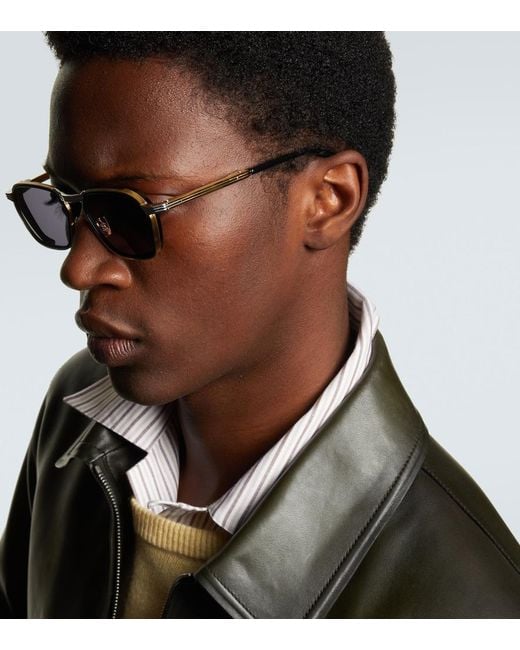 Jacques Marie Mage Brown Beckett Square Sunglasses for men