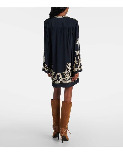 Isabel Marant Blue Bestickte Tunika Fadeli Aus Crepe