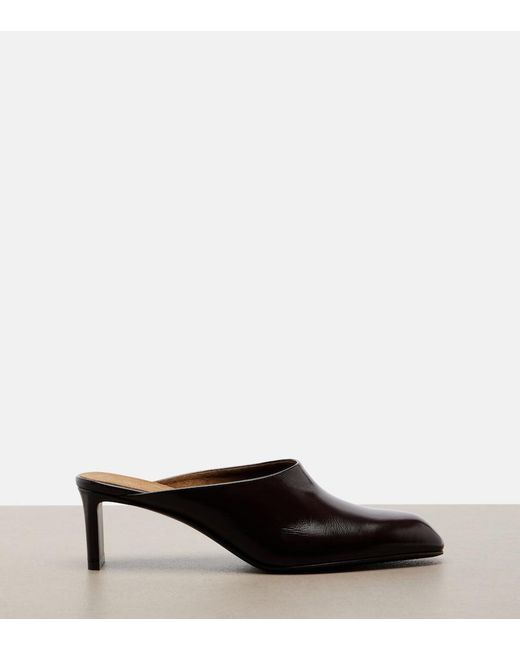 Khaite Brown Colt Leather Mules