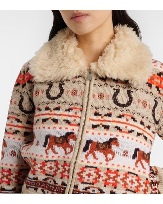 Stella McCartney Multicolor Intarsia Virgin Wool Zip-Up Cardigan