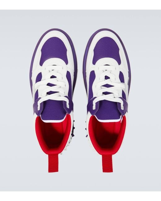Christian Louboutin Blue Astroloubi Leather-trimmed Sneakers for men