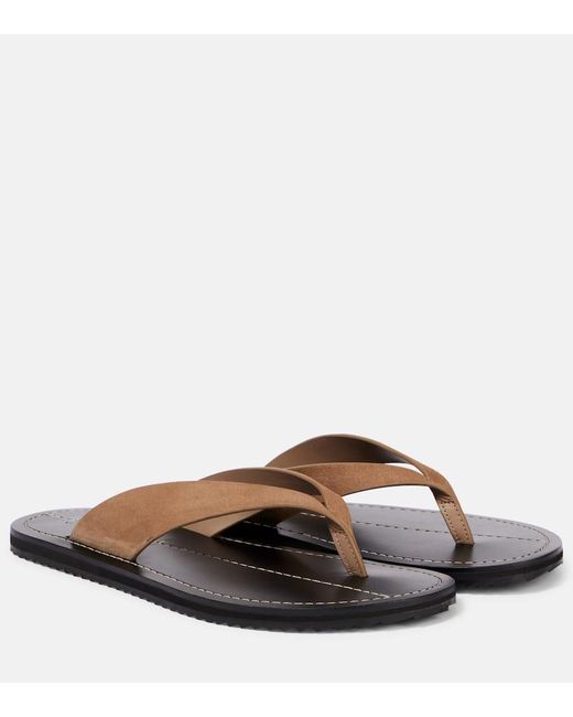 A.Emery Brown Flora Suede Thong Sandals