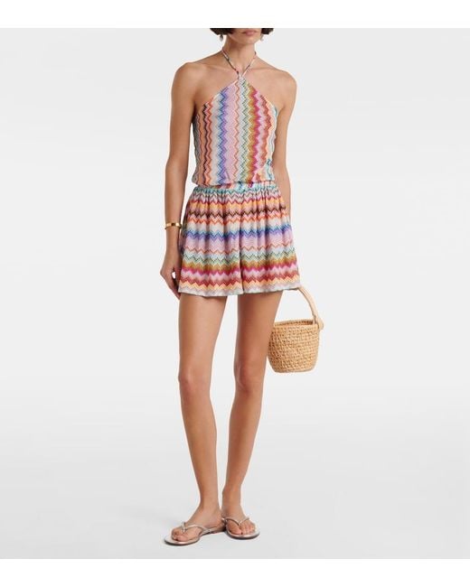 Missoni Red Zigzag Halterneck Lame Romper