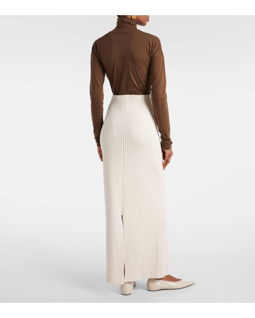 Totême  White Cotton-blend Boucle Maxi Skirt