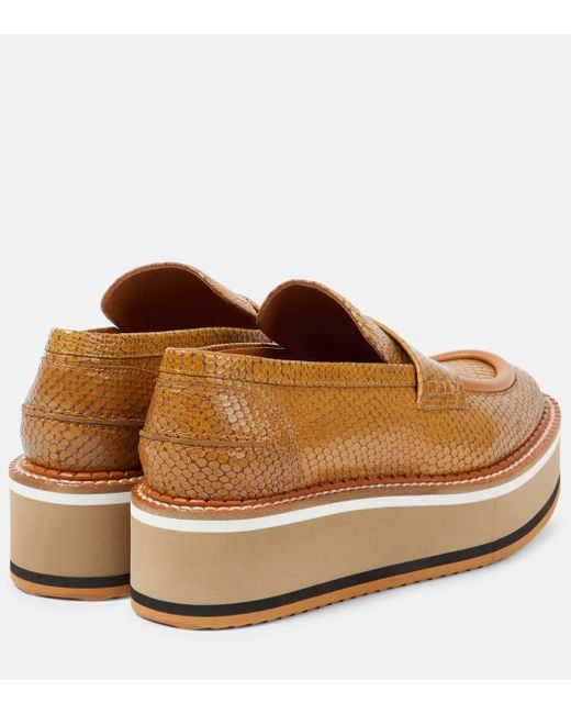 Robert Clergerie Brown Bahati Croc-effect Leather Platform Loafers