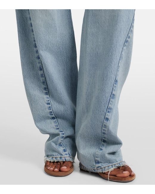 Balenciaga Blue Frayed Tapered Jeans