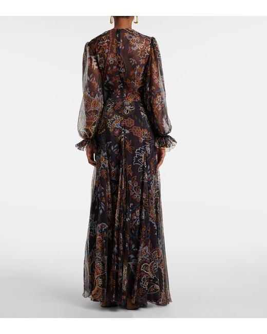 Etro Black Printed Silk Gown