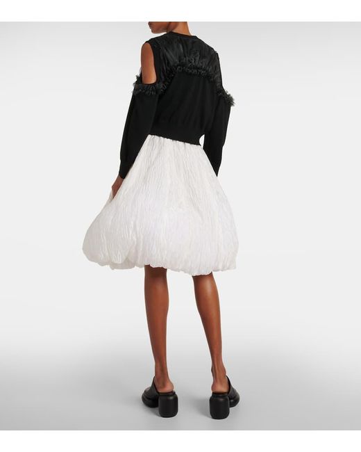 Cardigan in lana con cut-out e tulle di Noir Kei Ninomiya in Black
