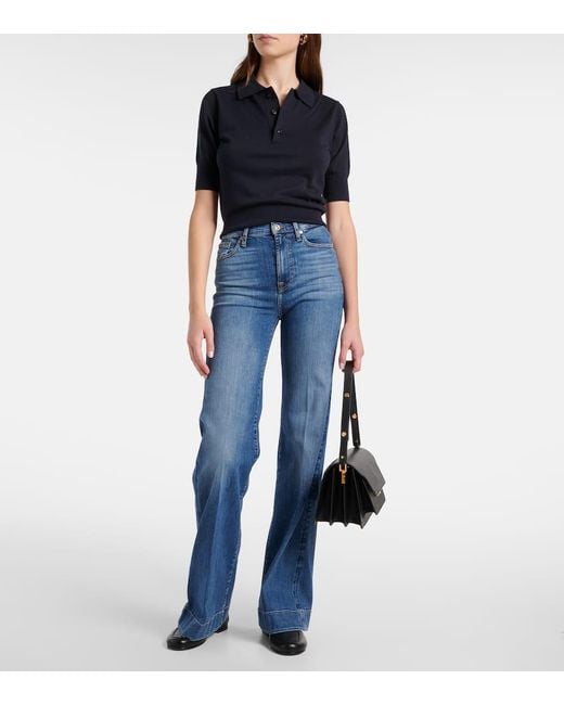 7 For All Mankind Blue High-Rise Flared Jeans Modern Dojo