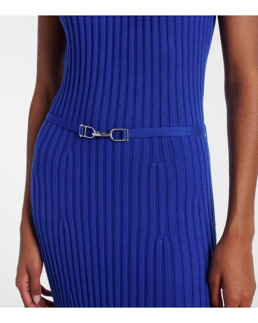 Gabriela Hearst Blue Meier Wool And Cashmere Midi Dress