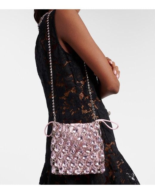 Self-Portrait Pink Mini Embellished Chainmail Clutch