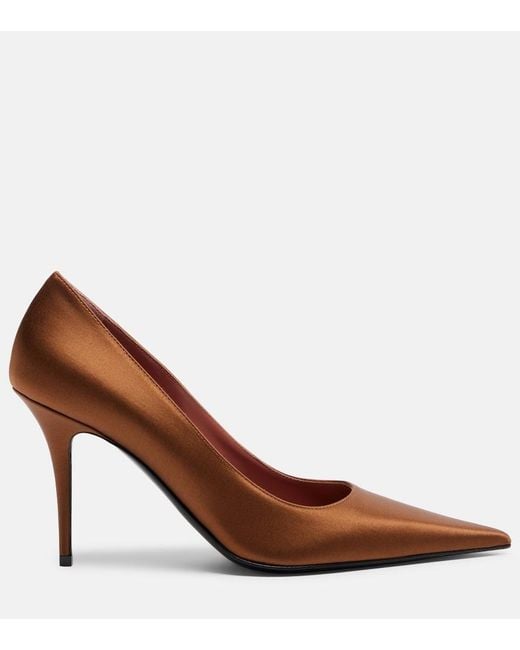 AMINA MUADDI Brown Barbara Satin Pumps