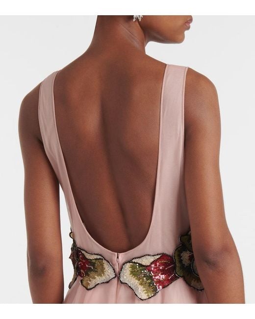 Robe Longue Arion En Tulle A Sequins Costarellos en coloris Pink