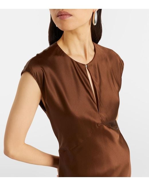Veronica Beard Brown Nelzy Silk-Blend Satin Maxi Dress