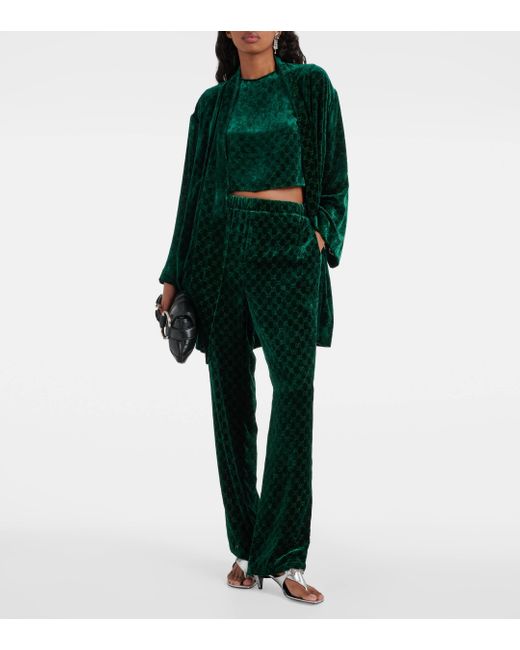 Top GG en velours Gucci en coloris Green