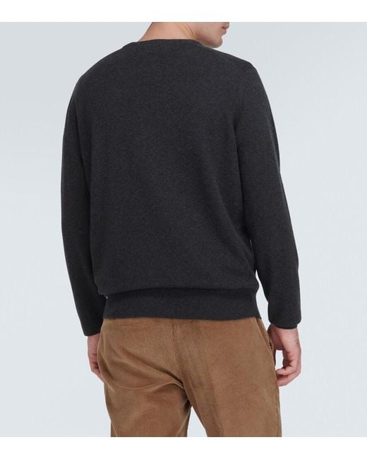 Loro Piana Black Scollo Cashmere Sweater for men
