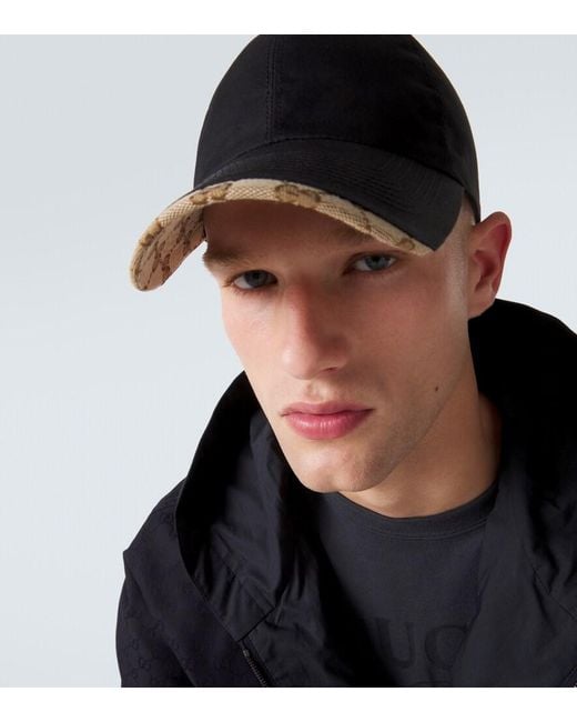 Gucci Black Gg Canvas Cotton-Blend Baseball Cap for men