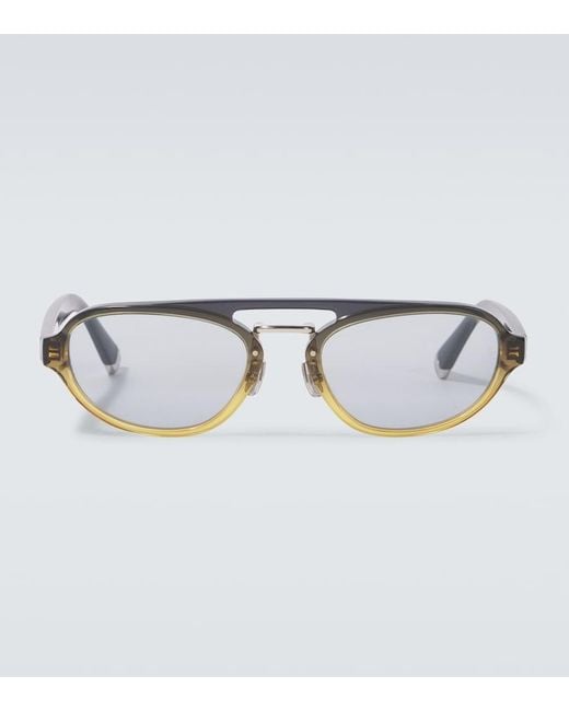 Brunello Cucinelli Metallic Intarsia Rays Aviator Sunglasses for men
