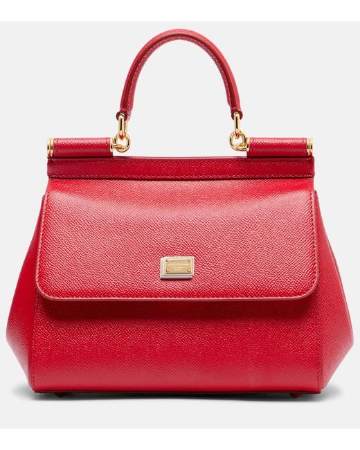 Dolce & Gabbana Red Tote Bag Sicily Small Aus Leder