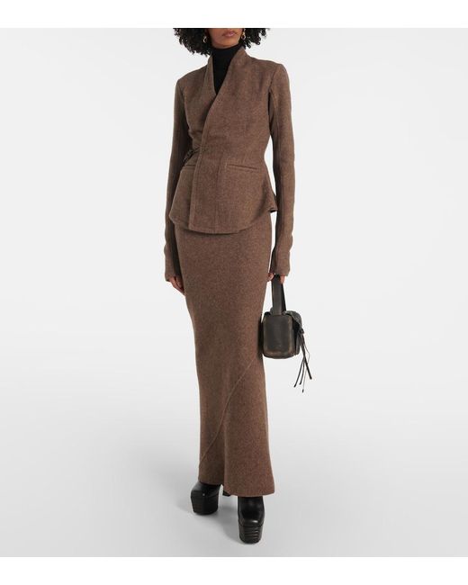Rick Owens Brown Hollywood Wool Wrap Jacket